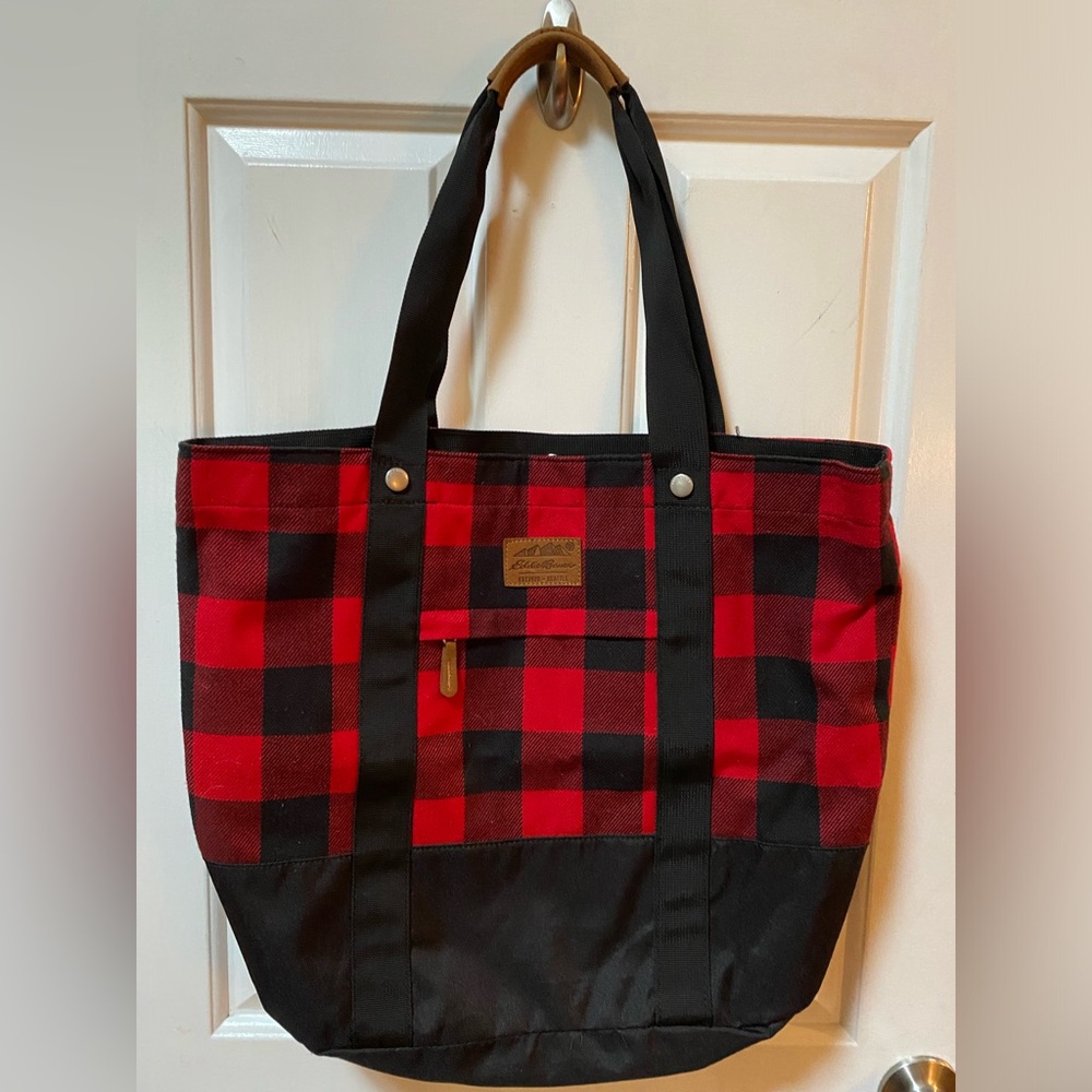Eddie Bauer Buffalo Plaid Flannel Tote Bag